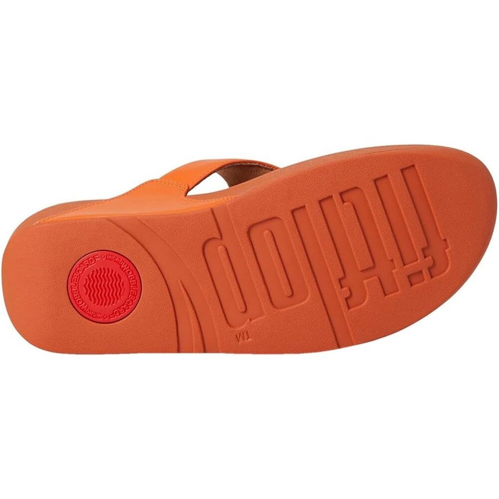 Women's Flip-Flop Thong Sandals Orange Leather Classic Comfort Slip On Shoes - Picture 7 of 9